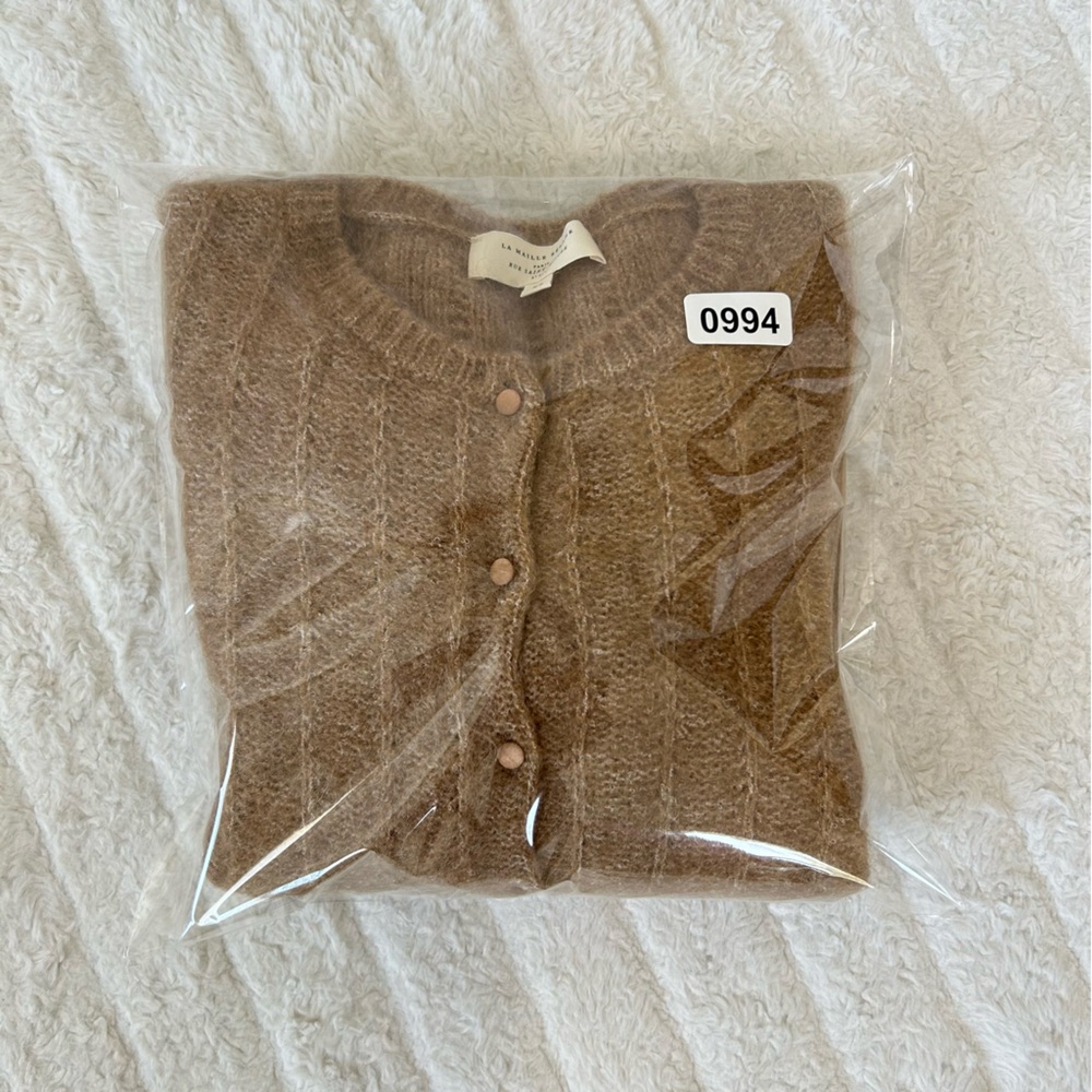 Sezane Camille Cardigan Womens Sweater Sz XS Camel French Vibes Soft Cozy Comfy - Picture 12 of 12